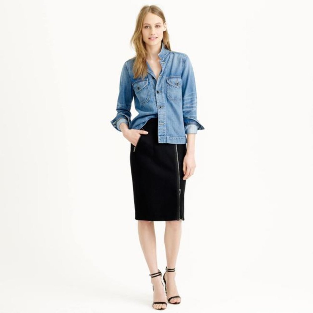 J. Crew asymmetrical zipper pencil Black Sz 6